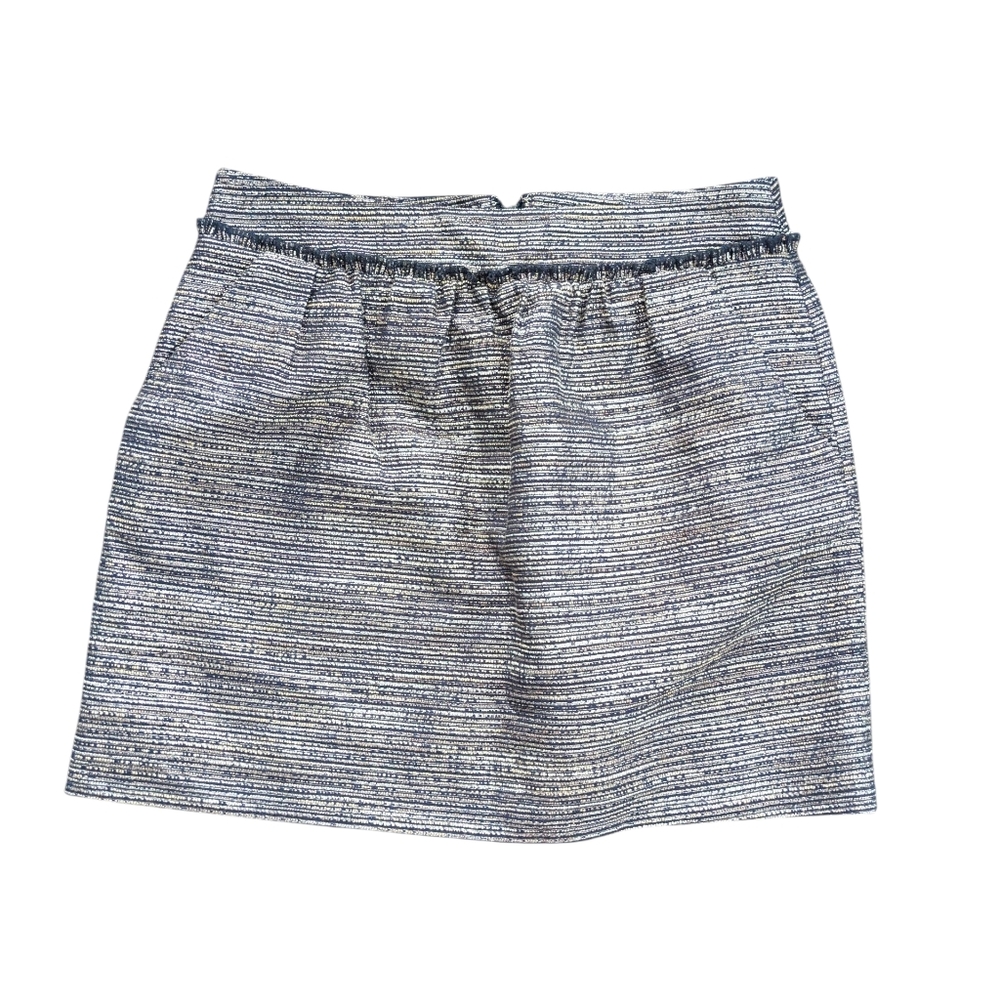 Gap Mini Skirt Tweed Metallic Sz 2 Blue Gray Pleated Academia Holiday‎